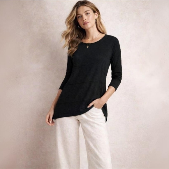 Nwt Anthro Amadi Asymmetrical Tunic Midnight Black Long Sleeve Hi-Low Top S - Picture 9 of 9